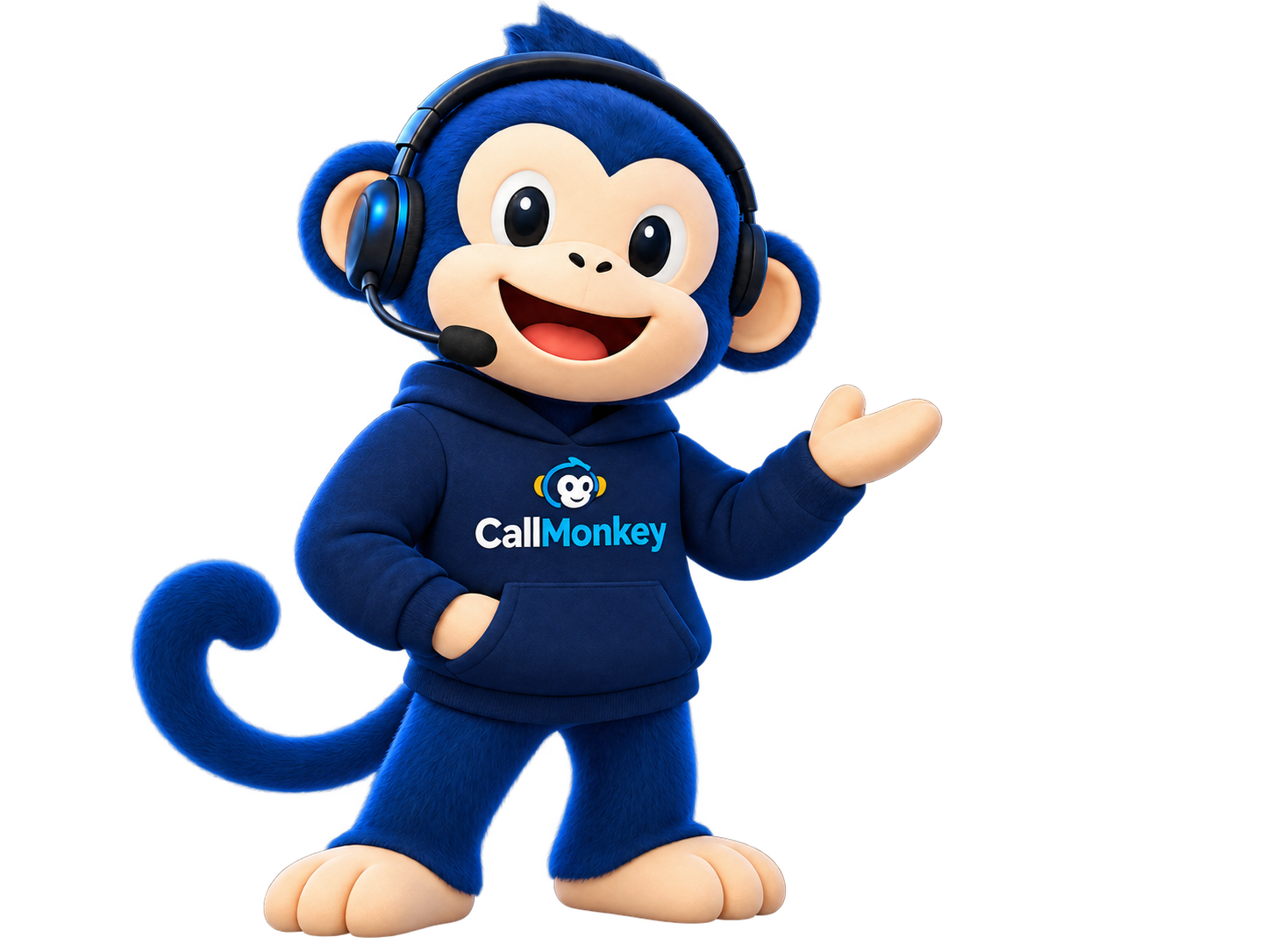 CallMonkey mascot wearing a headset and presenting the Voice AI conversation